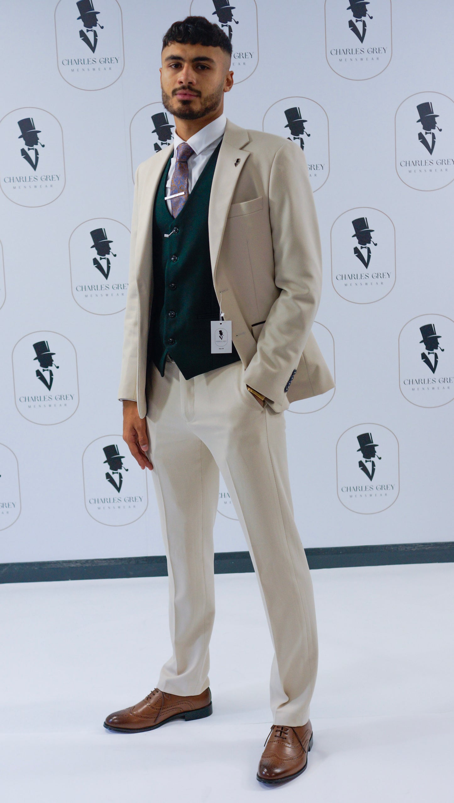 Sandro Beige with Sandro Olive Waistcoat Mix & Match