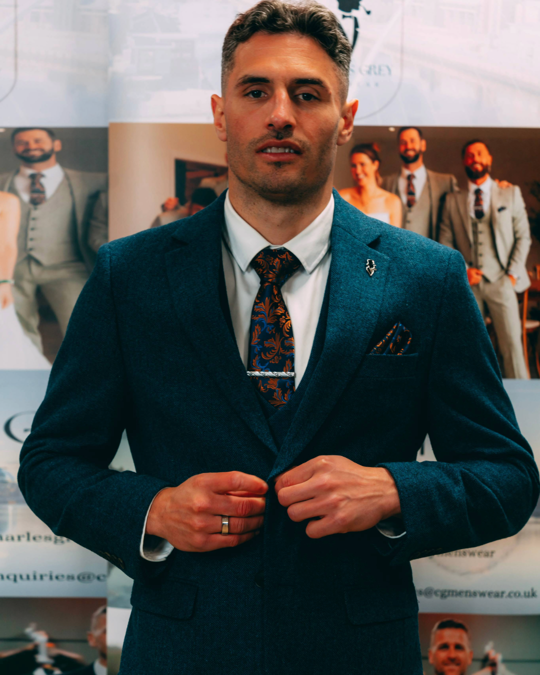 Newcastle United Footballer Fabian Schar wearing the Armstrong Three Piece Suit