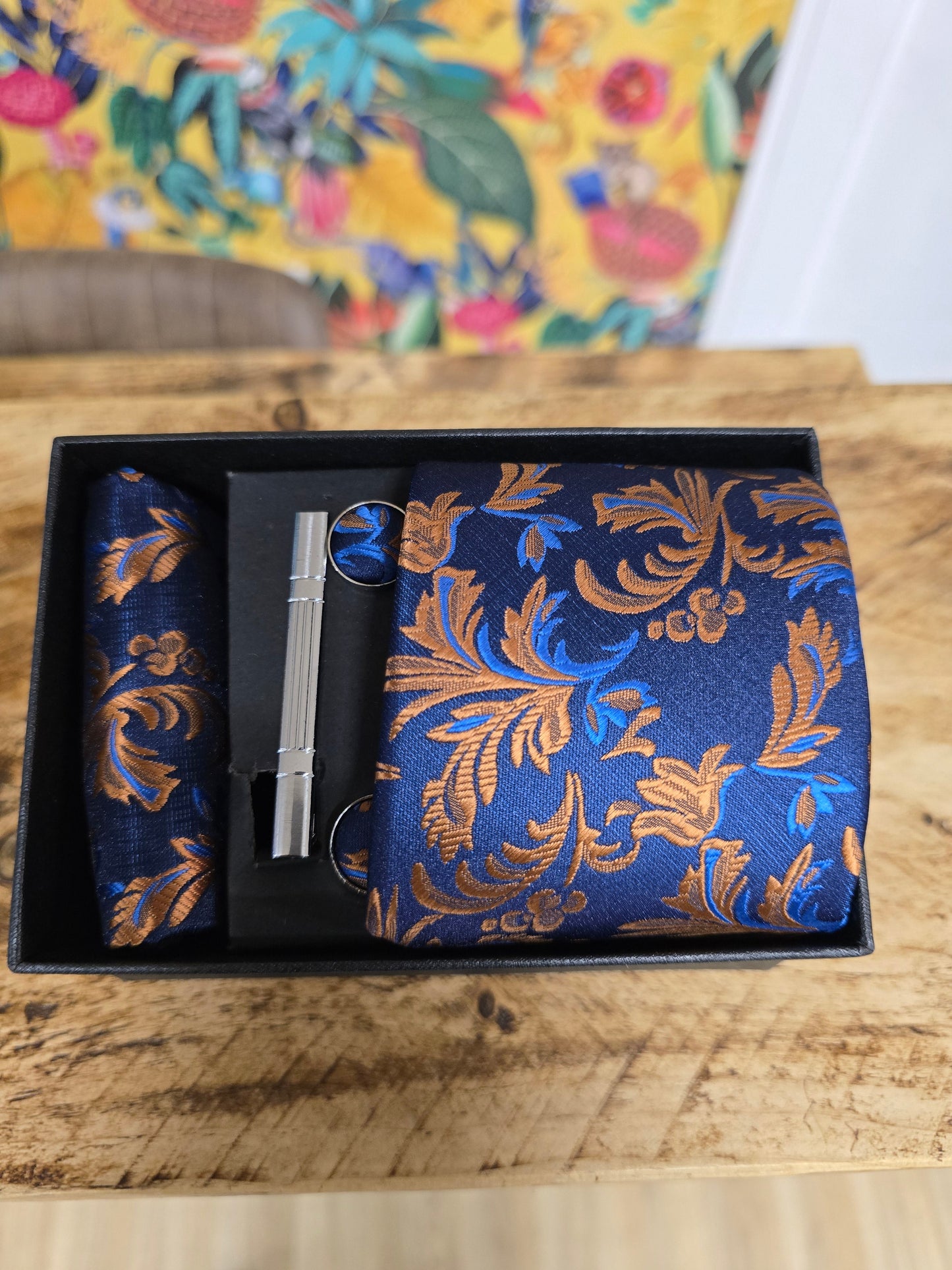 Navy & Copper Floral Tie Set