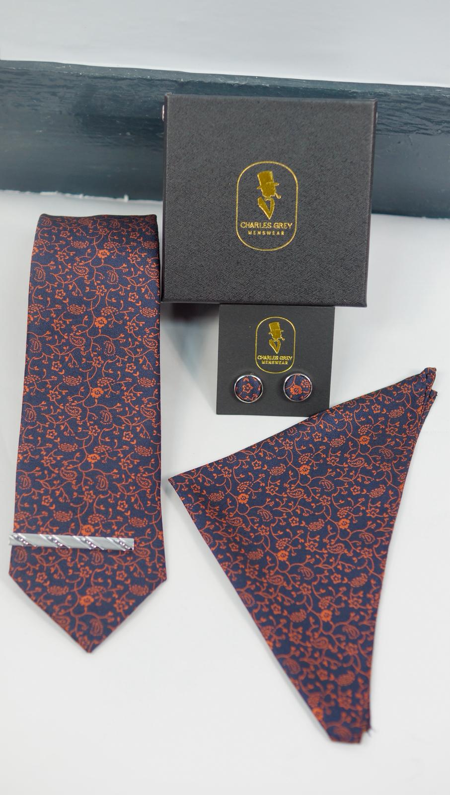 Coral Rust Navy Tie Set