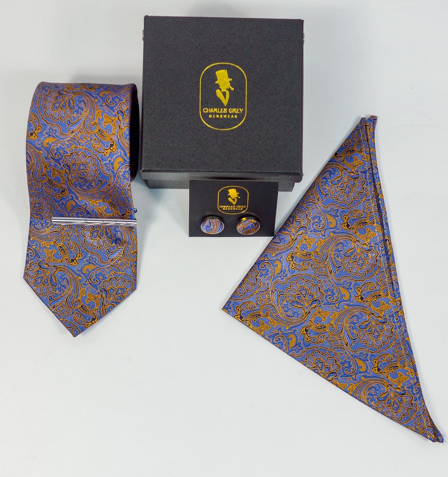 Blue & Copper Swirl Tie Set