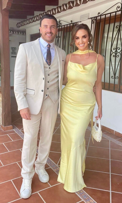 John from MAFS wearing the Sandro Beige 3 Piece Suit