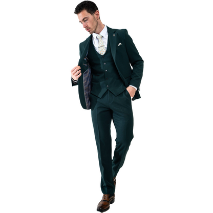 Sandro Olive 3 Piece Suit – Charles Grey Menswear (view 2)