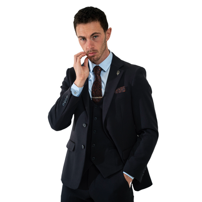 Sandro Navy 3 Piece Suit – Charles Grey Menswear