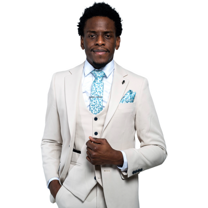 Sandro Beige 3 Piece Suit – Charles Grey Menswear