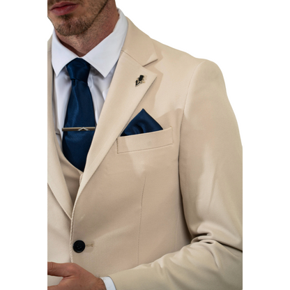 Sandro Beige 3 Piece Suit – Charles Grey Menswear (view 2)