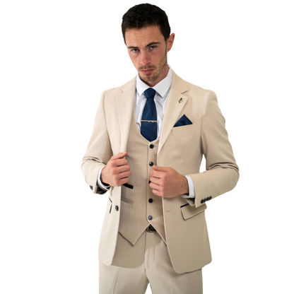 Sandro Beige 3 Piece Suit – Charles Grey Menswear (view 3)