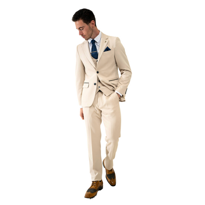 Sandro Beige 3 Piece Suit – Charles Grey Menswear (view 5)