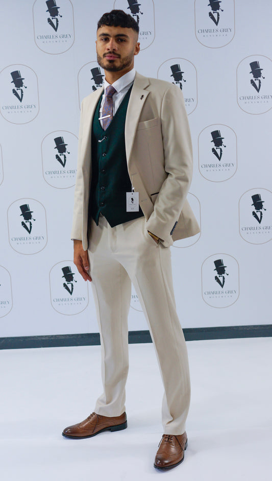 Sandro Beige with Sandro Olive Waistcoat Mix & Match