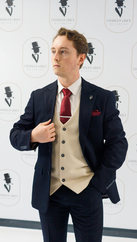 Sandro Navy with Beige Waistcoat Mix & Match