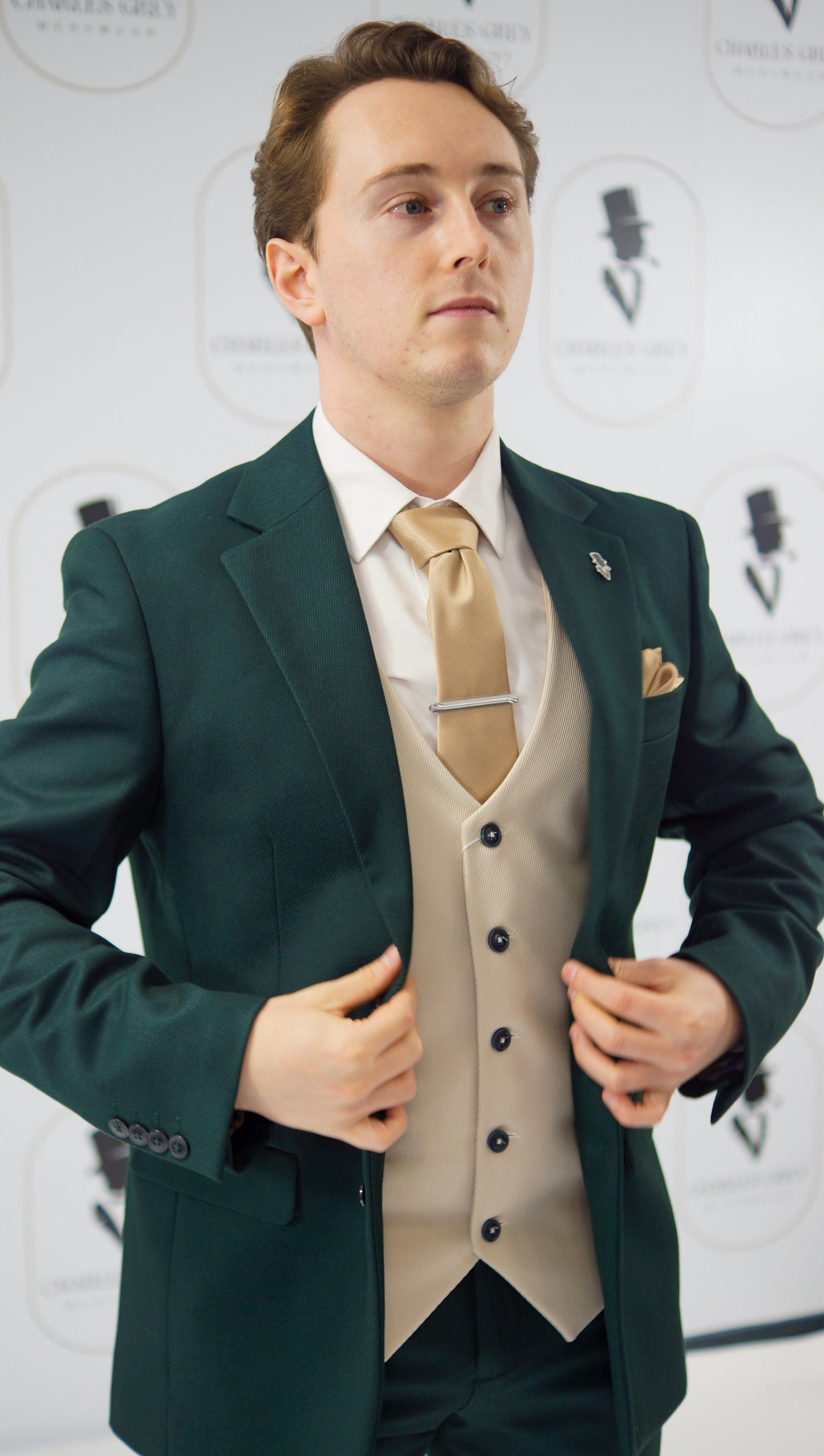 Sandro Olive with Sandro Beige Waistcoat Mix & Match